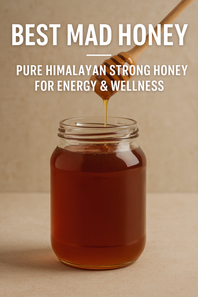 Best Mad Honey guide image showing pure Himalayan red honey dripping into a glass jar